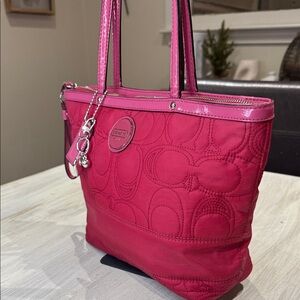 Coach Fuchsia Quilted Nylon Tote Bag
